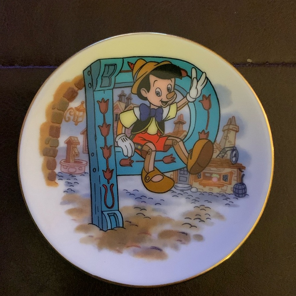 Disney's Alphabet Collection Mini Plate 3.25" Letter P -Pinochio